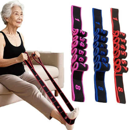 Numbered Resistance Band for Seniors,Fitness Resistance Band for Stretching and Yoga,8 Section Number Elastic Stretch Strap,with Hand Grippers,for Glutes Legs Training,for Women Men