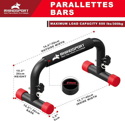 Parallettes Bars Dip Calisthenics Push Up Bars Calisthenics Equipment 10.2 in High 300Kg/661lbs Weight Capacity Strength Training Home Gym Workouts [19.6x10.2x10.2 in]