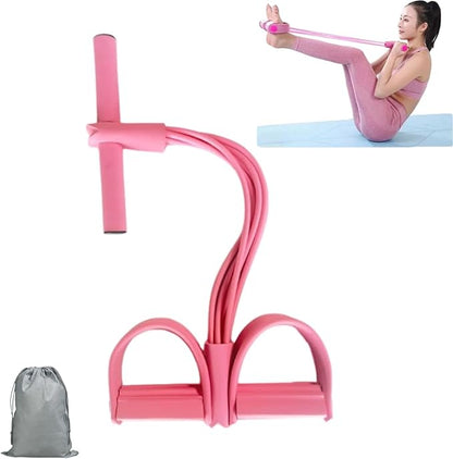 Multifunction Pedal Resistance Band with Handle, 6 Tube Foot Pedal Resistance Band for Home Workout, Full Body Exercise Equipment for Arms, Legs, Waist, Tummy, with Storage Bag