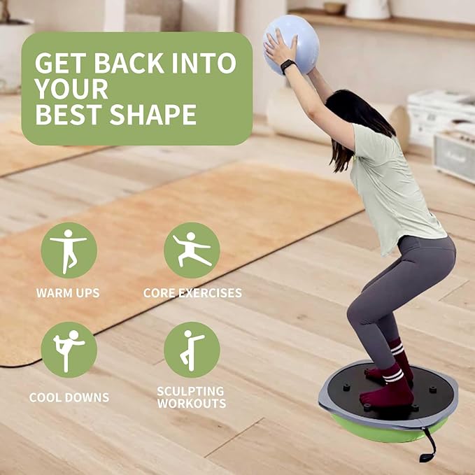 workout equipment for home，boso balancing ball，half ball balance trainer，core training equipment， 31.5 inch Yoga Exercise Ball for Home Gym Core Training Anti-Skid Surface (Green Heart-31.5'')