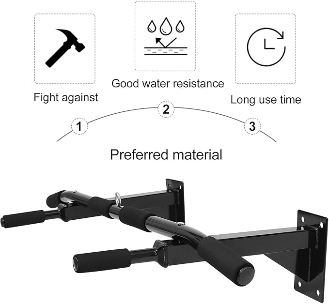 BESTonZON Adjustable Pull up Bar for Home Fitness Heavy Duty Horizontal Chin-up Bar Wall Mounted Exercise Accessory for Strength Training and Workout