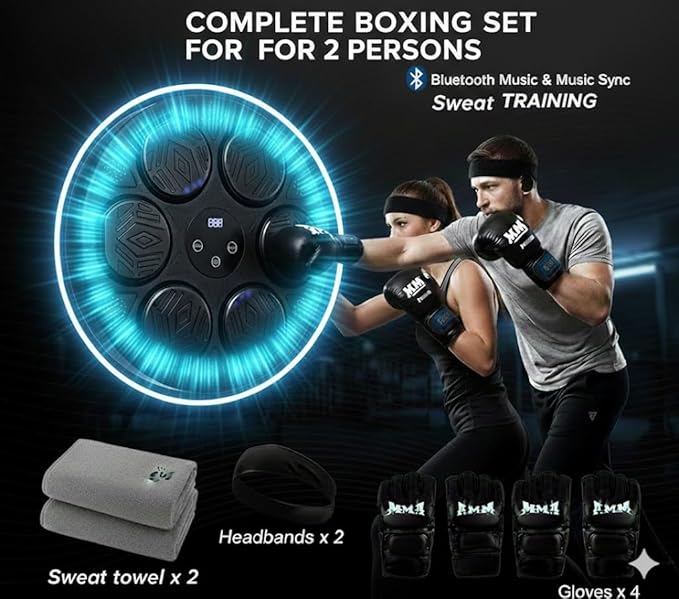 Music Boxing Machine Kit Wall Mounted Smart Boxing Machine & Counter Complete Boxing Kit More Than a Standard Punching Machine for Adults & Youth Bluetooth Punching Machine for Home Boxing Training