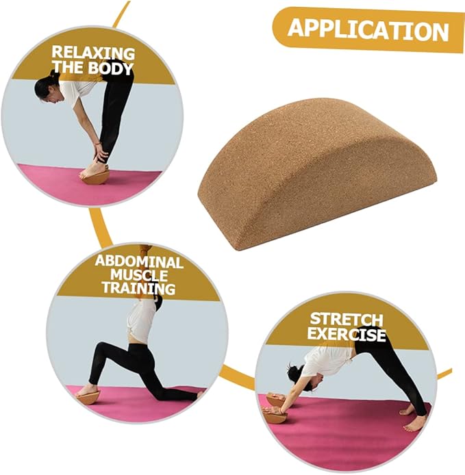SUPVOX Wear Resistant Cork Yoga Block with Slip Surface Balanced Training Tool for Fitness and Yoga Lightweight Pressure Resistant Core Muscle Support Brick for Beginners and Advanced