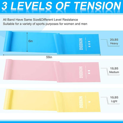 DEEKIN 10 Pcs Resistance Bands Professional Exercise Elastic Bands Latex-Free Yoga Starter Set for Pilates, Physical Therapy, Strength Training, Yoga, Working Out for Women Home Gym