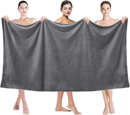 JML Bath Sheet Towels Set of 2, Extra Large Microfiber Towel for Adult, 40" x 80",Oversized, Soft Super Absorbent Fast Drying, Perfect for Shower, Sauna, Gym, Beach, Sport, Fitness, Yoga, Grey