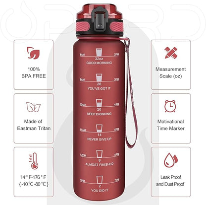 Opard 30oz/32oz Sports Water Bottle with Leak Proof Flip Top Lid BPA Free Tritan Reusable Plastic for Gym and Outdoor, Travel Water Bottle