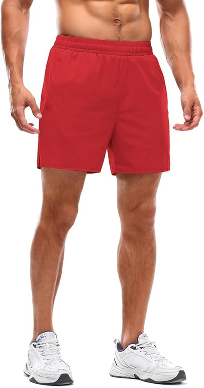 Aolesy Men's 2 in 1 Running Shorts 5" Workout Gym Athletic Shorts for Men Quick Dry Lightweight Training Shorts with Pockets