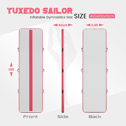Tuxedo Sailor Inflatable Gymnastics Tumbling Mat Tumble Track Thickness Floor Mat With Electric Air Pump for Gymnastics/Training/Home/Cheerleading/Water/Gym/Yoga