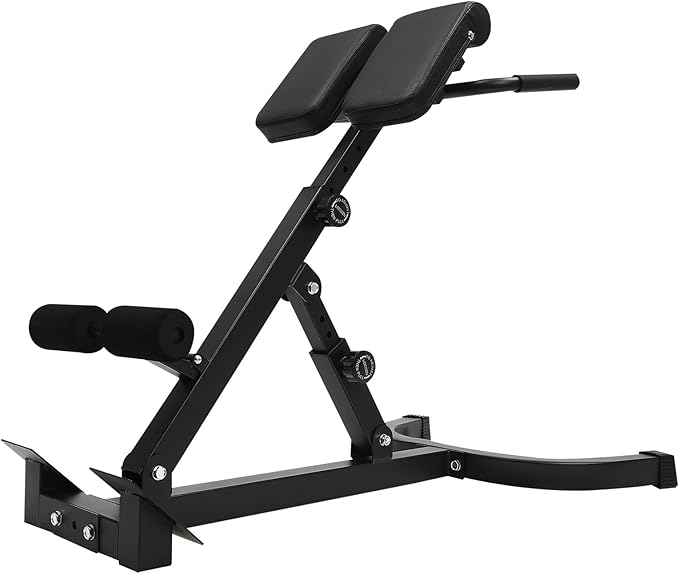 Roman Chair Back Extension Machine with5-Stage Adjustable Multi-Functional Roman Chair 330 lbs Hyperextension Foldable Sit Up Gym Bench for Home, Black
