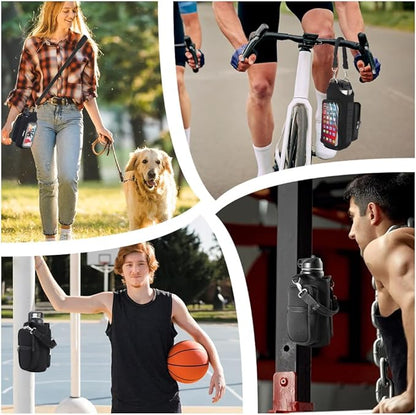Magnetic Gym Bag, Magnetic Water Bottle Carrier Holder Gym Crossbody Sling Phone Pocket with Strap 6 Strong Magnets Pouch Sleeve for Men Women Travel Work Sports Fitness Accessories Organizer