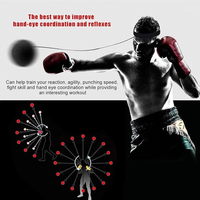 Boxing Reflex Ball Set, 3 Pack with Headband, 3 Difficulty Levels, Training Ball for Punching Speed