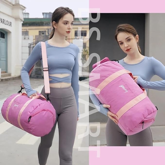BE Smart Gym Bag Sports Duffle Bag for Men Women, Waterproof Gym Bags Weekender Bags with Shoe Compartment, Lightweight Large Overnight Workout Bag, Purple With Tpu Pocket, Casual Fashion