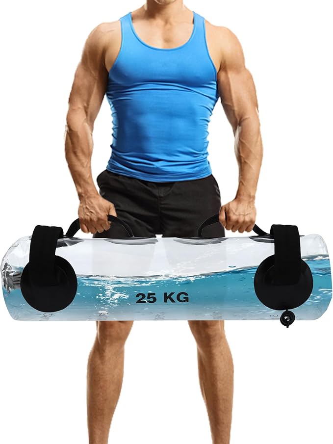 Training Water Bag,Fitness Water Weight Aqua Bag,Portable Stability Fitness Equipment,Training Power Bag with Water Weight,Water Tank,Clear and Black,55lbs,for Gyms, Homes, Sports Halls