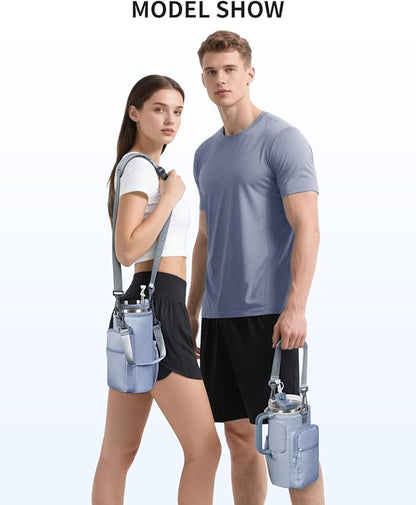 sportsnew Magnetic Gym Bag for Women Men, Water Bottle Carrier Holder with Strap & Phone Pockets for 40oz Tumbler with Handle, 4 Built-in Magnets Small Gym Bag for Sports, Workout, Fitness, Walking