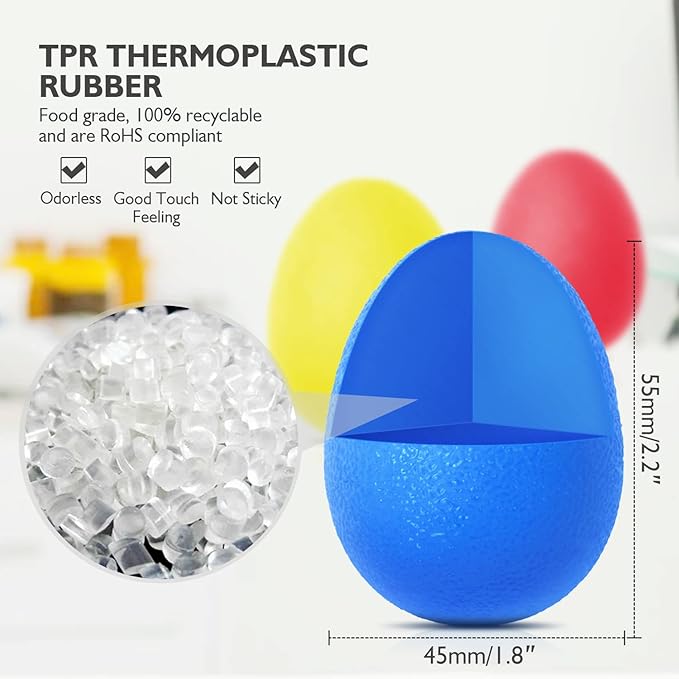 Peradix Hand Grip Strength Trainer, Stress Relief Ball, Wrist Rehab Therapy Hand Grip Equipment Ball Squishy Tools - Set of 3 Finger Resistance Exercise Squeezer