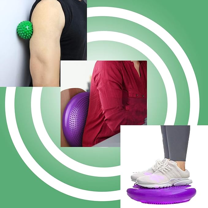 Wobble Cushion, Balance Disc, Wiggle Seat, Balance Pads for Physical Therapy, Stability Disc, Wobble Board for Dogs, Office, Sensory Kids, Classroom with Spiky Massage Ball