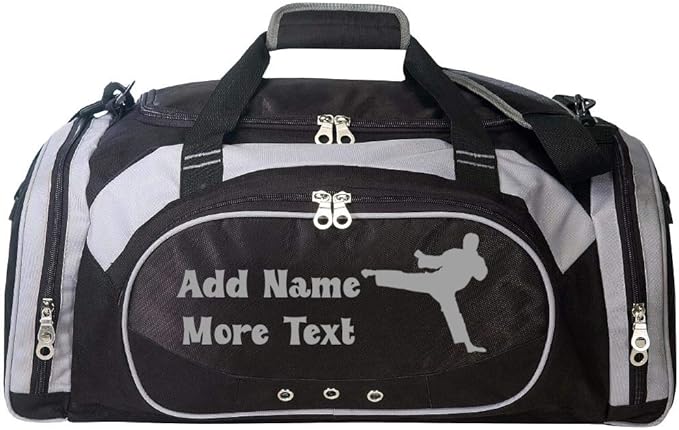 Personalized SportS Duffel Bag With Custom Name & Text - Martial Art Male Black