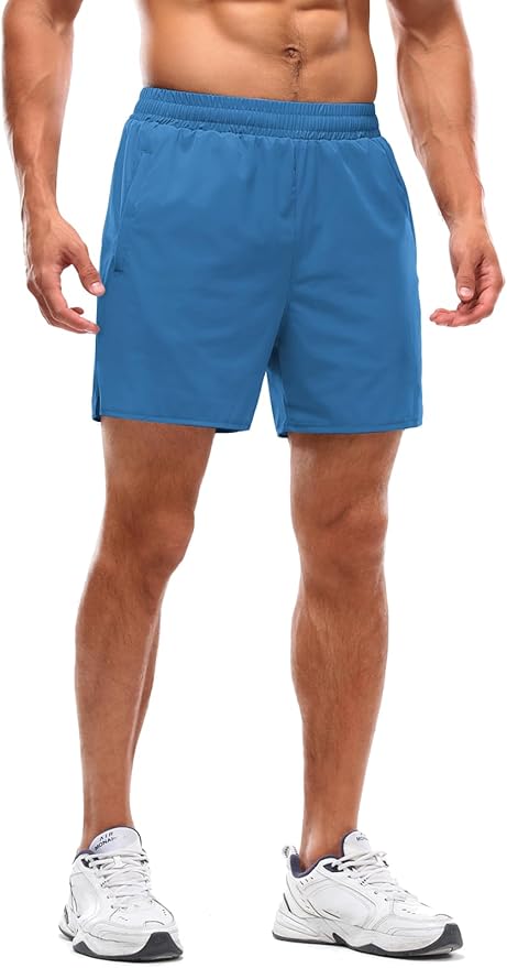 Aolesy Men's 2 in 1 Running Shorts 5" Workout Gym Athletic Shorts for Men Quick Dry Lightweight Training Shorts with Pockets