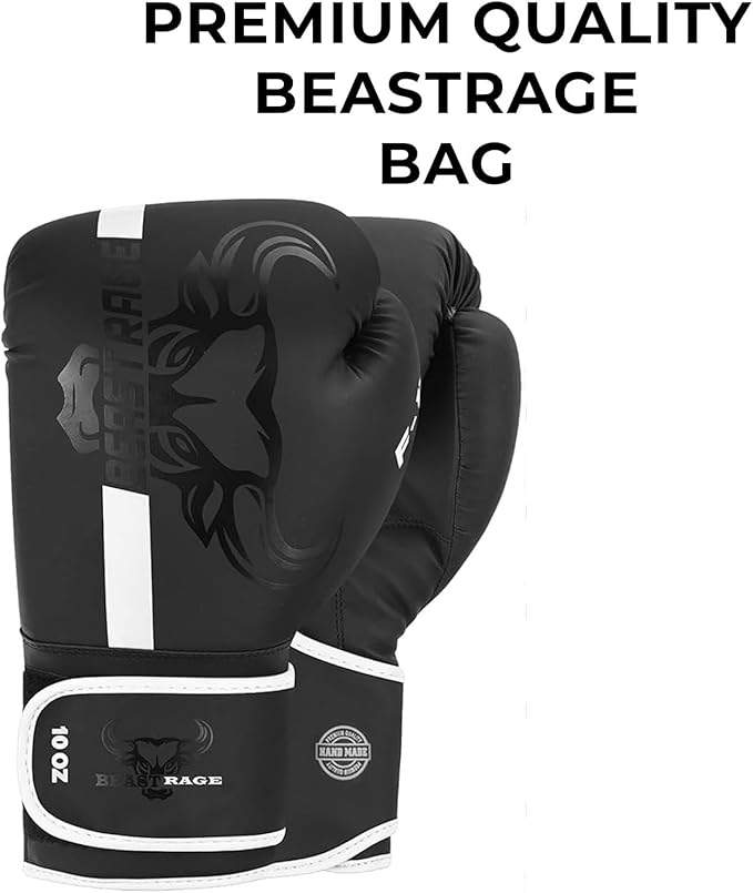 BEAST RAGE Boxing Gloves Muay Thai Kickboxing MMA Fight Bag Training Punch Hitting Workout Men Women Sparring Fitness Mitts Heavy Padded Martial Arts Sports