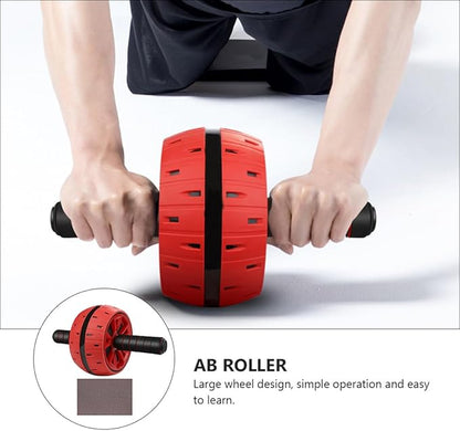 Ab Wheel Roller Exercise Wheel with Knee Pad for Home and Gym Fitness Quiet Red Exercise Roller for Core Strength and Stability Training
