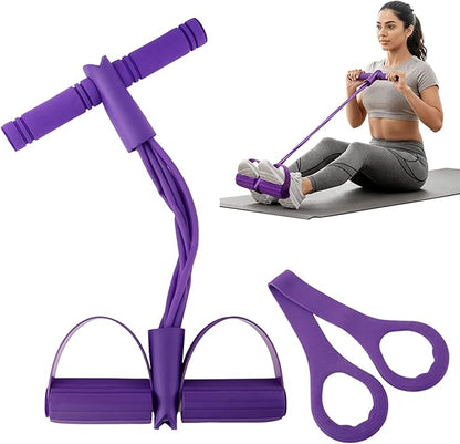 21 Fitness Resistance Bands-6 Tube Pedal Ankle Puller, Multifunction Tension Rope, Pedal Resistance Band with Handle Sit Up Exercise Equipment Home Gym Tummy Trainer for Men Women