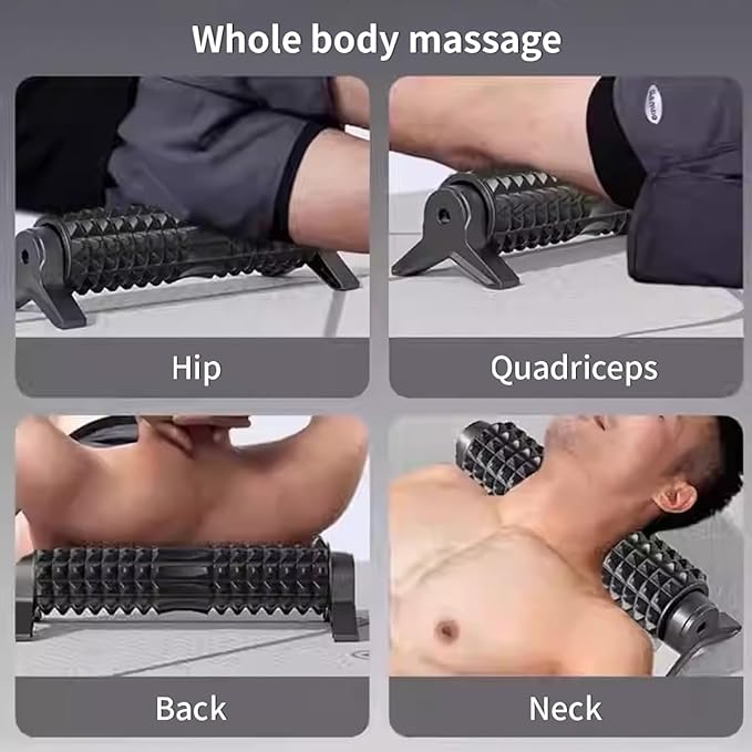 RUNWE Foam Roller with Stand - Bracket Foam Roller for Back Pain, 21 inch Trigger Point Deep Tissue Massage Roller, Medium Density Grid Bracket Foam Rollers, Leg Roller for Muscles Deep Tissue
