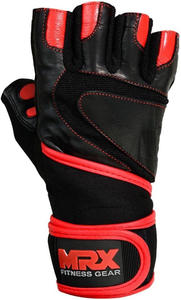 MRX Weight Lifting Pro Level Gloves with 18 Inches Long Wrist Strap Gym Workout Exercise & Fitness in