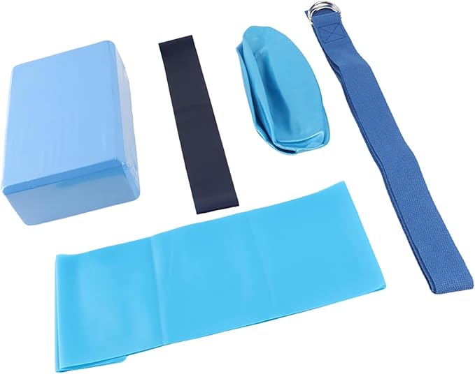 5 Piece Yoga Set, Yoga Blocks with Stretch Belt, Latex Towel, and Yoga, Complete Workout Kit for Home Gym, Yoga and Pilates Training
