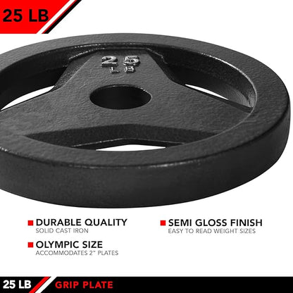 JFIT Olympic 2 Inch Grip Plates and Bumper Plates for Barbell - Single Weights or Sets of 2 (Muliple Weights)