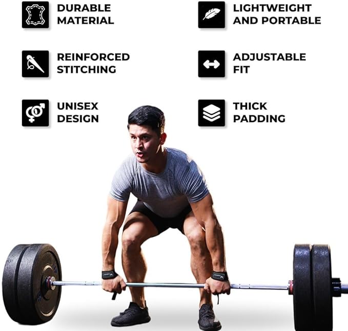 Lifting Straps for Weightlifting, Bodybuilding, Powerlifting, Strength Training, & Deadlifts - Padded Neoprene 21 inch Cotton Lifting Wrist Straps, Gym Wrist Straps for Weight Lifting