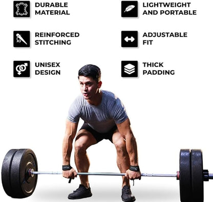 Lifting Straps for Weightlifting, Bodybuilding, Powerlifting, Strength Training, & Deadlifts - Padded Neoprene 21 inch Cotton Lifting Wrist Straps, Gym Wrist Straps for Weight Lifting