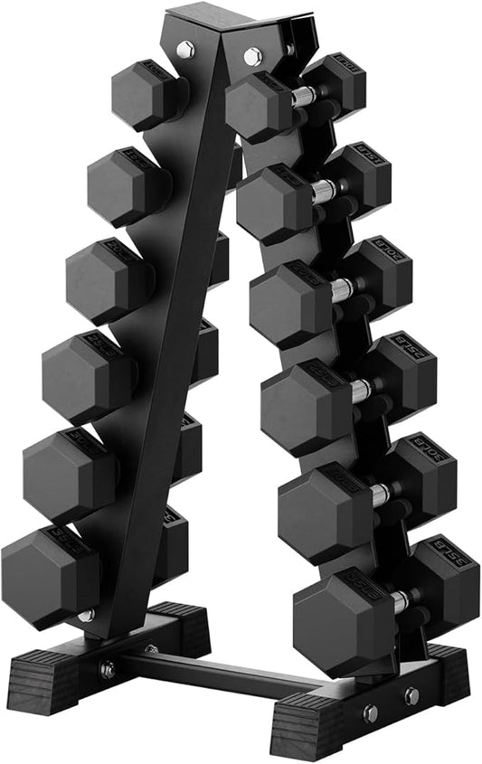 RitFit Rubber Coated Hex Dumbbell Set with Rack, 5-780LB for Home Gym Strength Training, Anti-Slip Knurled Handle, Hexagon Anti-Roll, Heavy-Duty Storage Rack