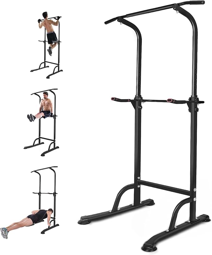 Pull Up Bar Power Tower Dip Bar for Men & Women To Build Muscle, Pullup Bar Dip Station with Adjustable Hight for Home Gym Strength Training Fitness Equipment