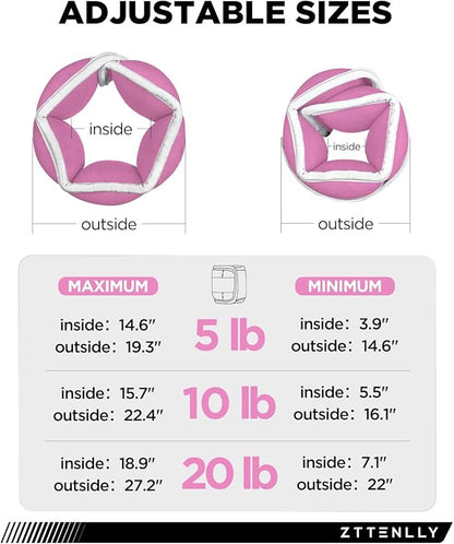 Adjustable Ankle Weights for Women Men and Kids | 1 Pair 5 10 15 18 20 Lbs Leg Wrist Ankle Weight Straps for Yoga, Walking, Running, Aerobics, Gym, Dance, Pilates, Cardio