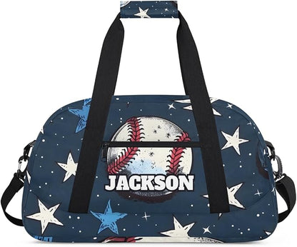 Personalized Baseball Gym Duffel Bags for Kids Boys with Custom Name Sport Training Travel Bags for Overnight Weekender