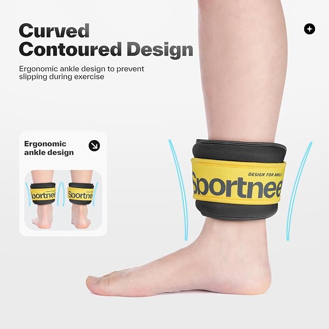 Sportneer Ankle Weights 0.5/1/2/3/5 LBS 1 Pair Wrist Leg Arm Weights for Women Men Kids Child with Adjustable Straps, Strength Weighted for Jogging Running Walking Fitness Gym Workout