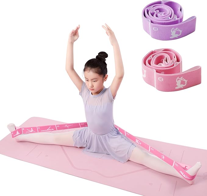 2-Pack Adjustable Kids Dance Stretch Bands - 8-Loop Elastic Bands for Ballet, Latin, Yoga, Gymnastics & Stretching - Flexible, Multi-Section Design for Dance Training & Flexibility