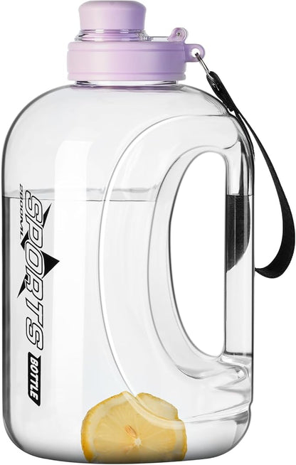 Half Gallon Water Bottle, 95 OZ/ 2.8 L with Straw, Large Water Bottle with Portable Handle, Big Water Jug with Portable Strap, Gym Water Jug for Drinking and Sports Outdoor
