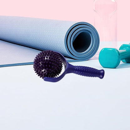 HOMSFOU Large Spiky Ball Massage Stick for Muscle Relief, Handheld Mobility Yoga Roller Blue and Purple Colors, Trigger Point Therapy Tool for Back, Shoulders, Thighs, and Calves, Fitness
