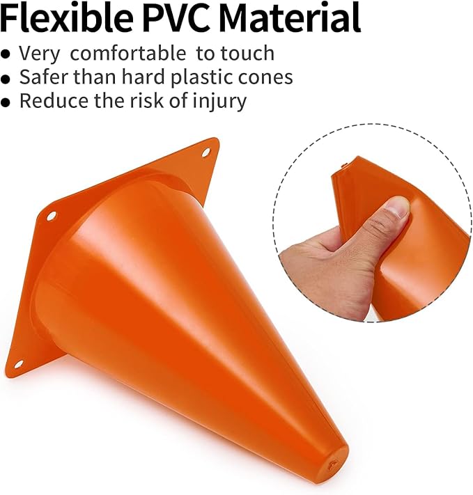 Cones Sports, Small Training Cones Set for Soccer Practice, 24 Pack 7 Inch Agility Field Cone Marker for Football Basketball Drills, Plastic Multi color Baseball Cone for Outdoor Indoor Games