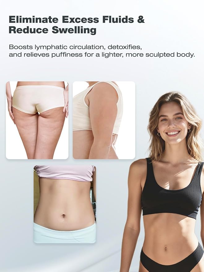 Lymphatic Drainage Massager & Anti Cellulite Massage Tool, Helps Reduce Stretch Marks & Cellulite, for Legs, Arms & Belly, Body Sculpting Machine with Microcurrent, Light, Heat & Vibration