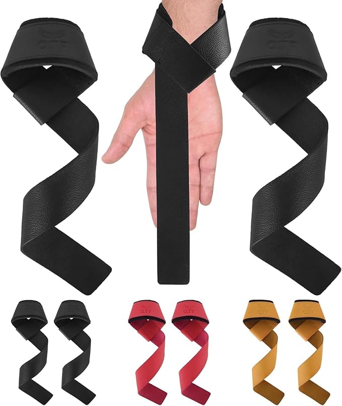 Genuine Leather Lifting Straps, Wrist Assistance for Heavy Pulls, Weightlifting Bodybuilding, Gym, Fitness Accessories, Strength Training, Powerlifting, & Deadlifts