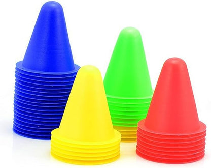 30 Pack Cones Sports, Soft Plastic Agility Field Marker for Soccer, Basketball, Football - Indoor/Outdoor Skating - Training Cones for Drills and Games, 3.15 Inch Height, 6 Colors