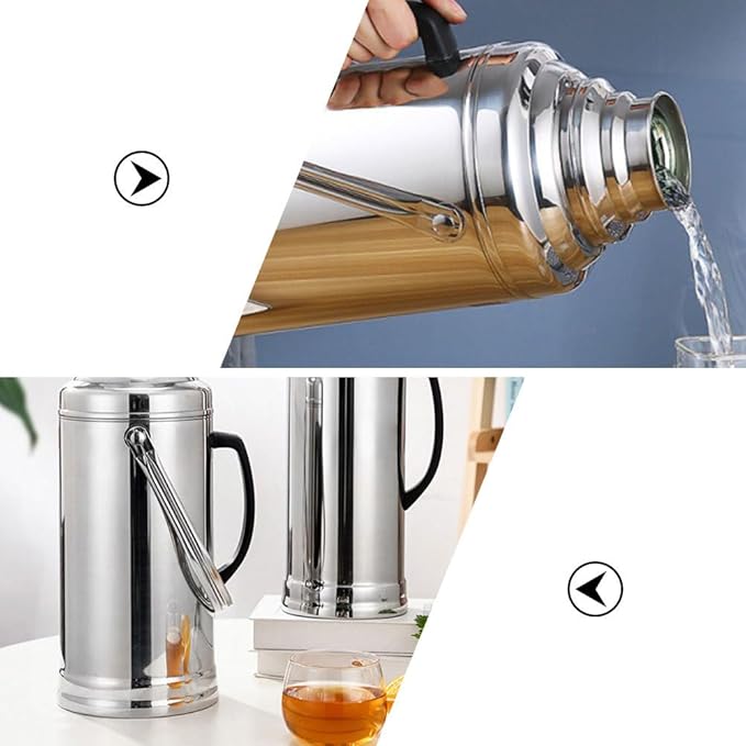 Insulated Water Bottle 3.2L Large Capacity Stainless Steel Flask Glass Inner Liner Vacuum Insulated for Beverages for Home Gym and Camping