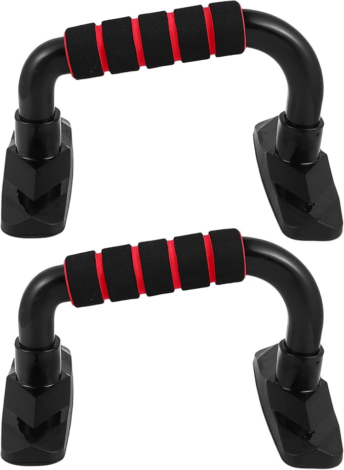 Kisangel 2pcs Push-up Bars Home Workout Equipment for Arm Muscle Fitness Stable Non-slip Push-up Holder Stand for Strength Training and Injury Protection Red Exercise Bracket