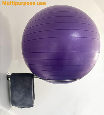 Pmsanzay Wall Mounted Half Ball Balance Trainer Holder, Sturdy Stainless Steel Balance Trainer Storage Rack, Half Yoga Exercise Ball Display Holder for Home Gym,Studios - No Balance Trainer