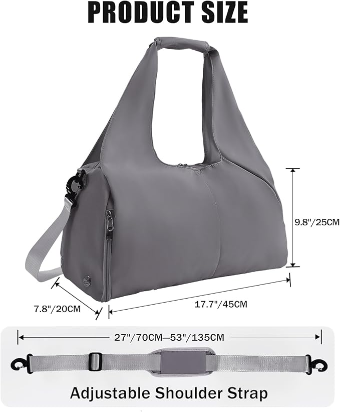 Gym Bag for Women with Shoe Compartment Yoga Mat Bag with Wet Pocket and Water Bottle Holder Weekender Bag with Strap