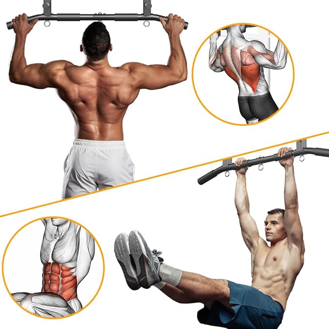 Wall Mount Pull Up Bar, Joist Beam Rafter Mount Pull-up Bar, Ceiling Mounted Chin Up Bar for Home Gym with Punching Bag Hanger