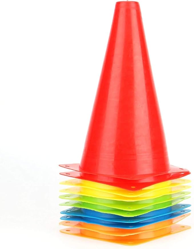 Fasmov 30 Pack Plastic Training Cones, 9 Inches Traffic Cones Indoor Outdoor Sports Agility Cones Soccer Flexible Cone Sets for Soccer, Skating, Drills, Football, Basketball, Assorted Colors