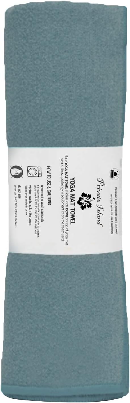 Private Island Hot Yoga Beach Mat Towel Non Slip Recycling Microfiber Quick Dry Compact Sand Water Sports Gym Picnic Blanket Outdoor Camping 24”x68” (Green, Large)
